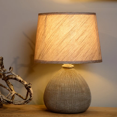 Lucide RAMZI - Lampe de table - Ø 18 cm - 1xE14 - Brun - ambiance 1